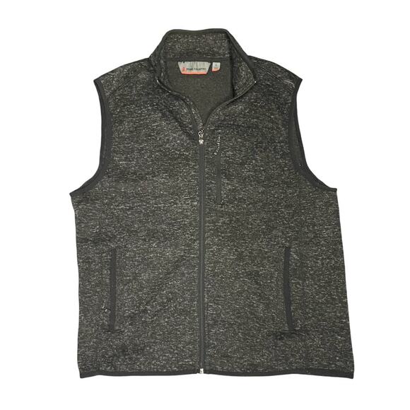 Free Country Men’s Black Heather Sweater Vest with Zip Pockets Full Zip Size L - Picture 1 of 6
